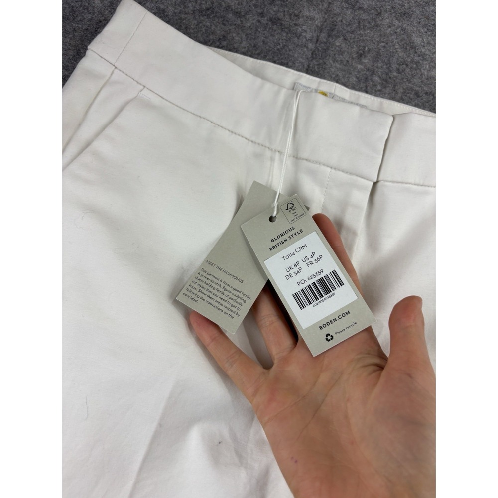 Boden Cropped White Straight Leg Chino Pants Sz 4P Petite Minimalist Coastal SEE - Picture 3 of 8